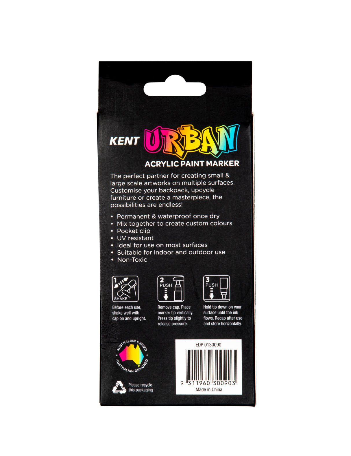 Kent Urban Acrylic Paint Markers – Medium Nib 6mm Classic Pack 4