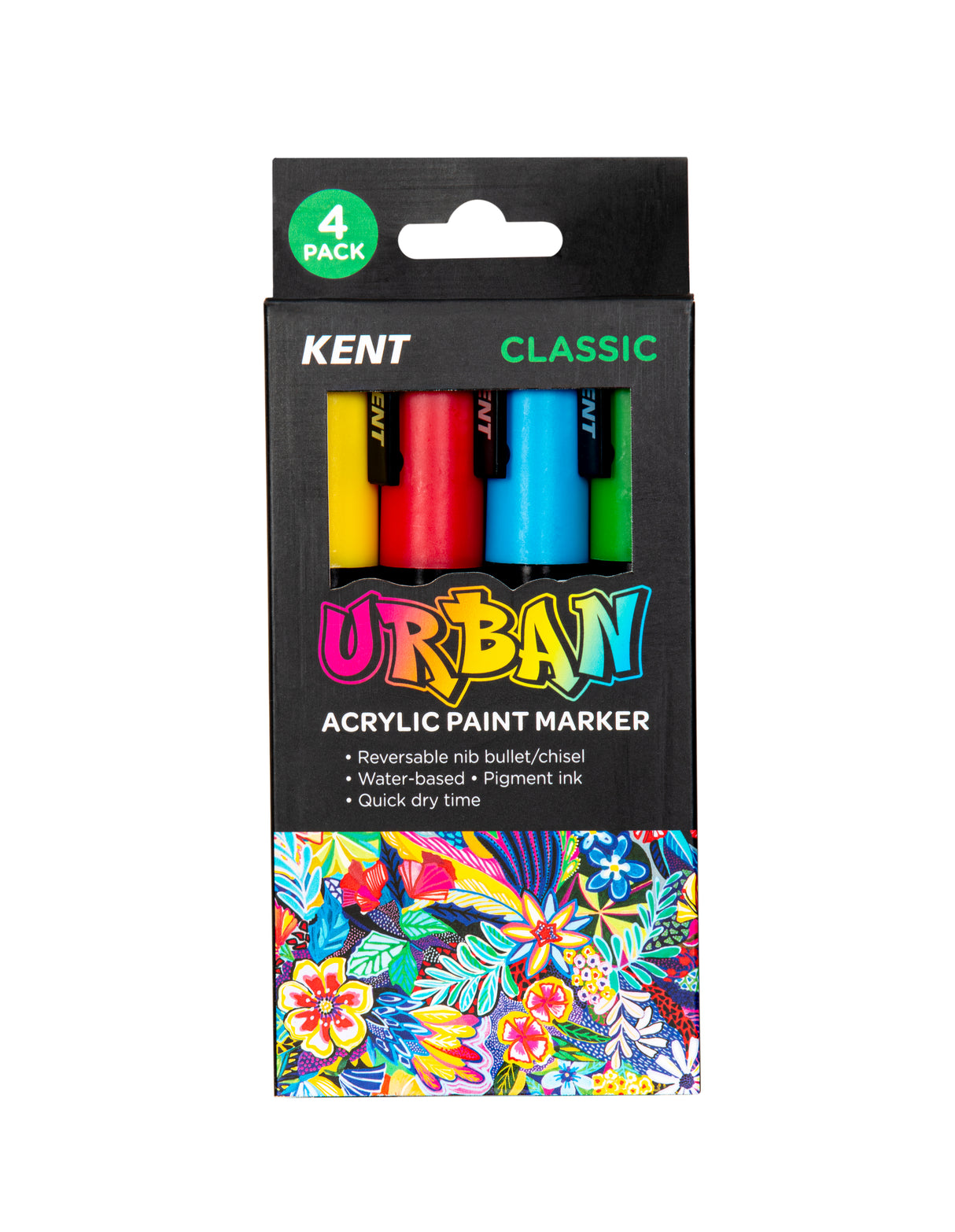 Kent Urban Acrylic Paint Markers – Medium Nib 6mm Classic Pack 4