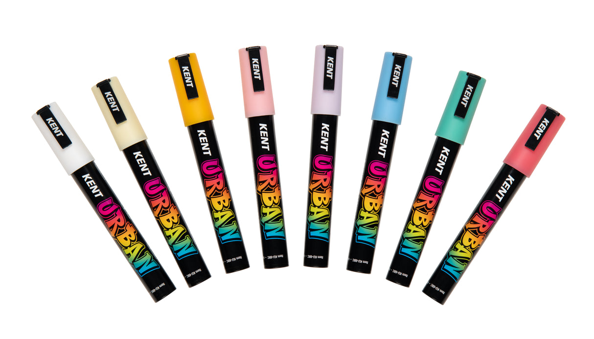 Kent Urban Acrylic Paint Markers – Medium Nib 6mm Pastel Pack 8