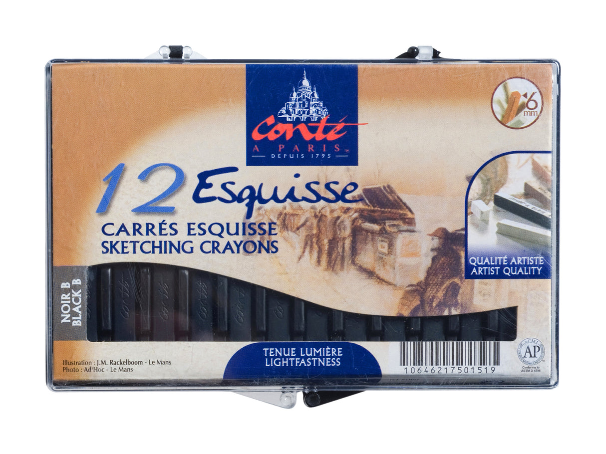 Conte A Paris Carre Crayon Sketch Black B 12 Set