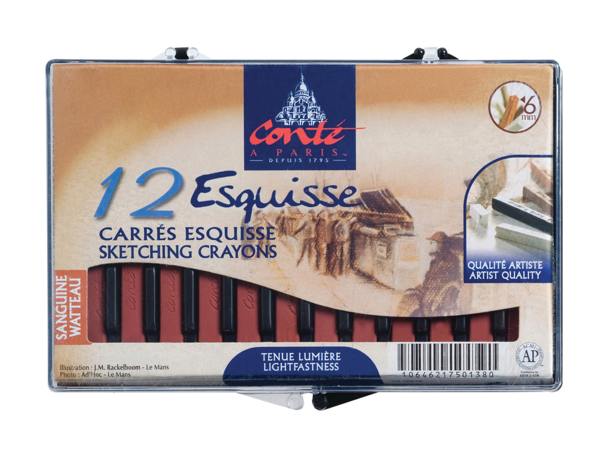 Conte A Paris Carre Crayon Sketch Watteau Sanguine 12 Set