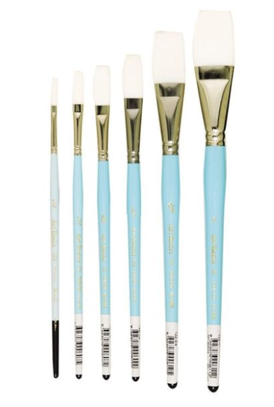 122B Art Basics Taklon Long Flat Brushes