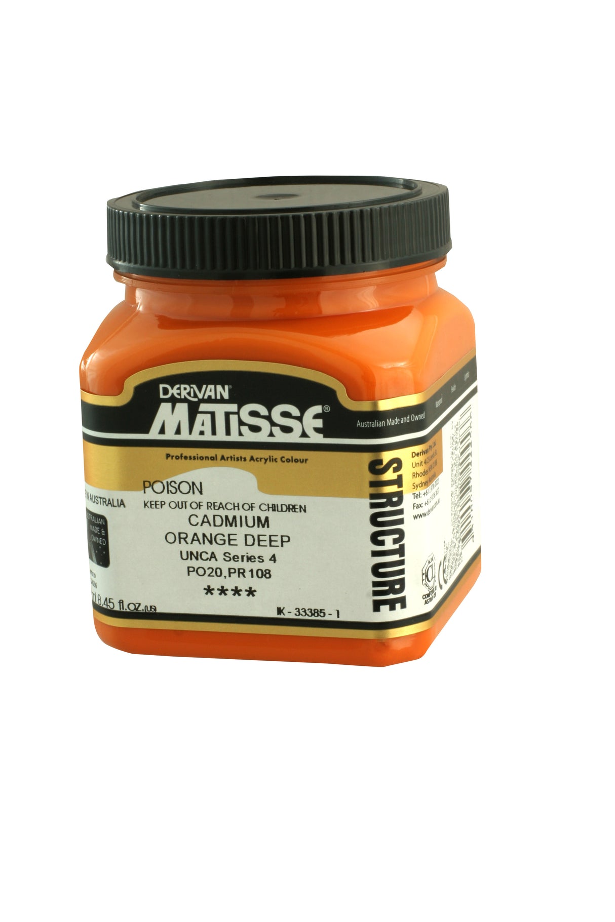 Matisse Structure Acrylic Paint 250ml Tube - Color - CADMIUM ORANGE DEEP SERIES 4