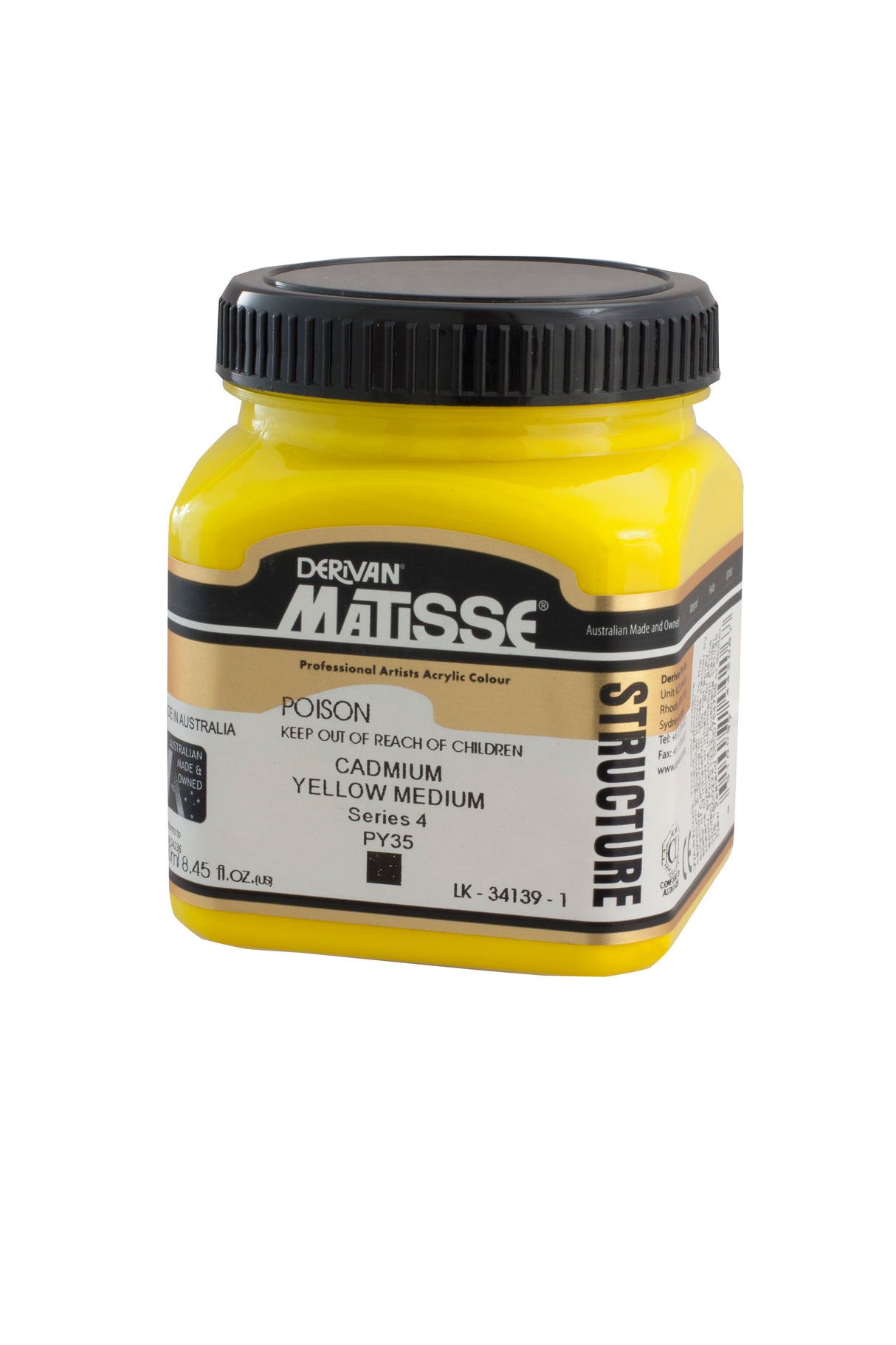 Matisse Structure Acrylic Paint 250ml Tube - Color - CADMIUM YELLOW MEDIUM SERIES 4