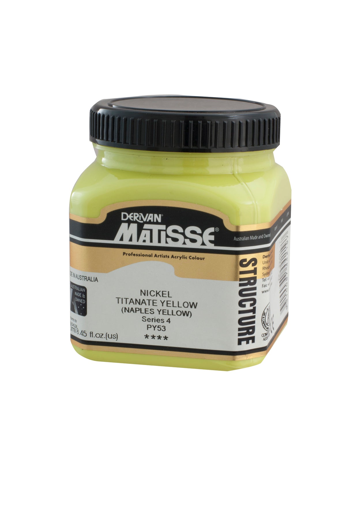 Matisse Structure Acrylic Paint 250ml Tube - Color - NICKEL TITANATE YELLOW SERIES 4
