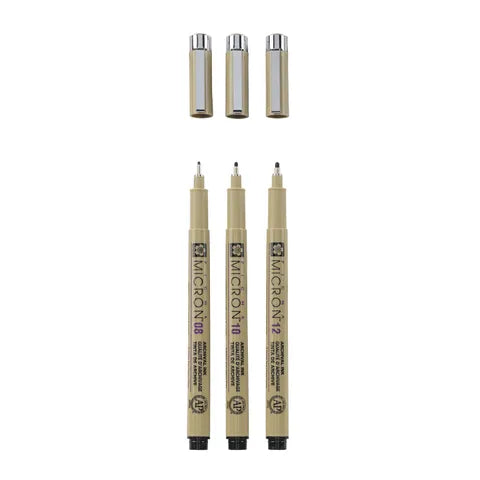 Sakura Pigma Micron Pen Black 3 Set (08,10,12)