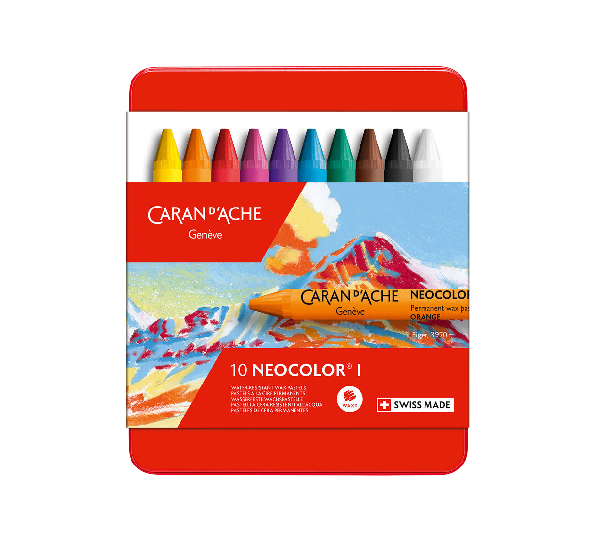 Caran d'Ache Neocolor I Water-Resistant Wax Pastels Tin 10