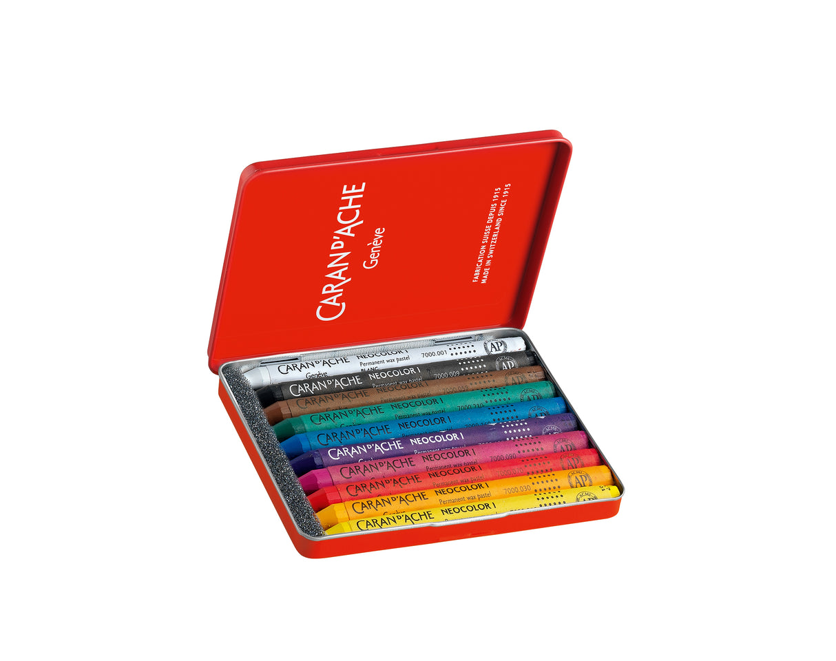 Caran d'Ache Neocolor I Water-Resistant Wax Pastels Tin 10