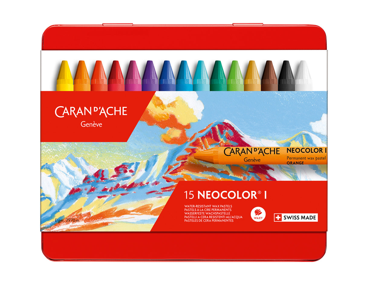 Caran d'Ache Neocolor I Water-Resistant Wax Pastels Tin 15