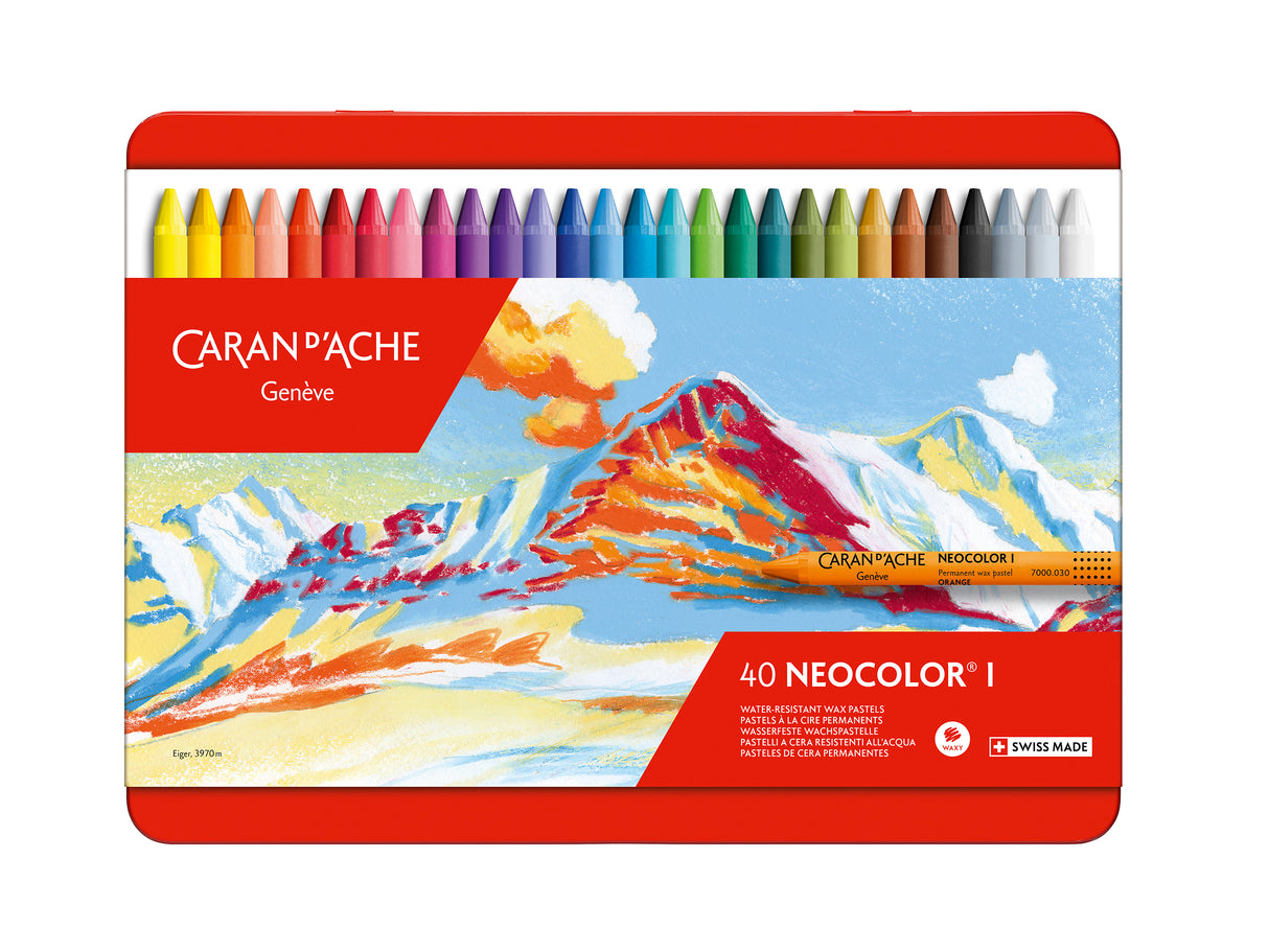 Caran d'Ache Neocolor I Water-Resistant Wax Pastels Tin 40