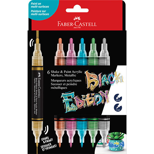 Faber-Castell Black Edition Acrylic Marker 6pc Metallic Set