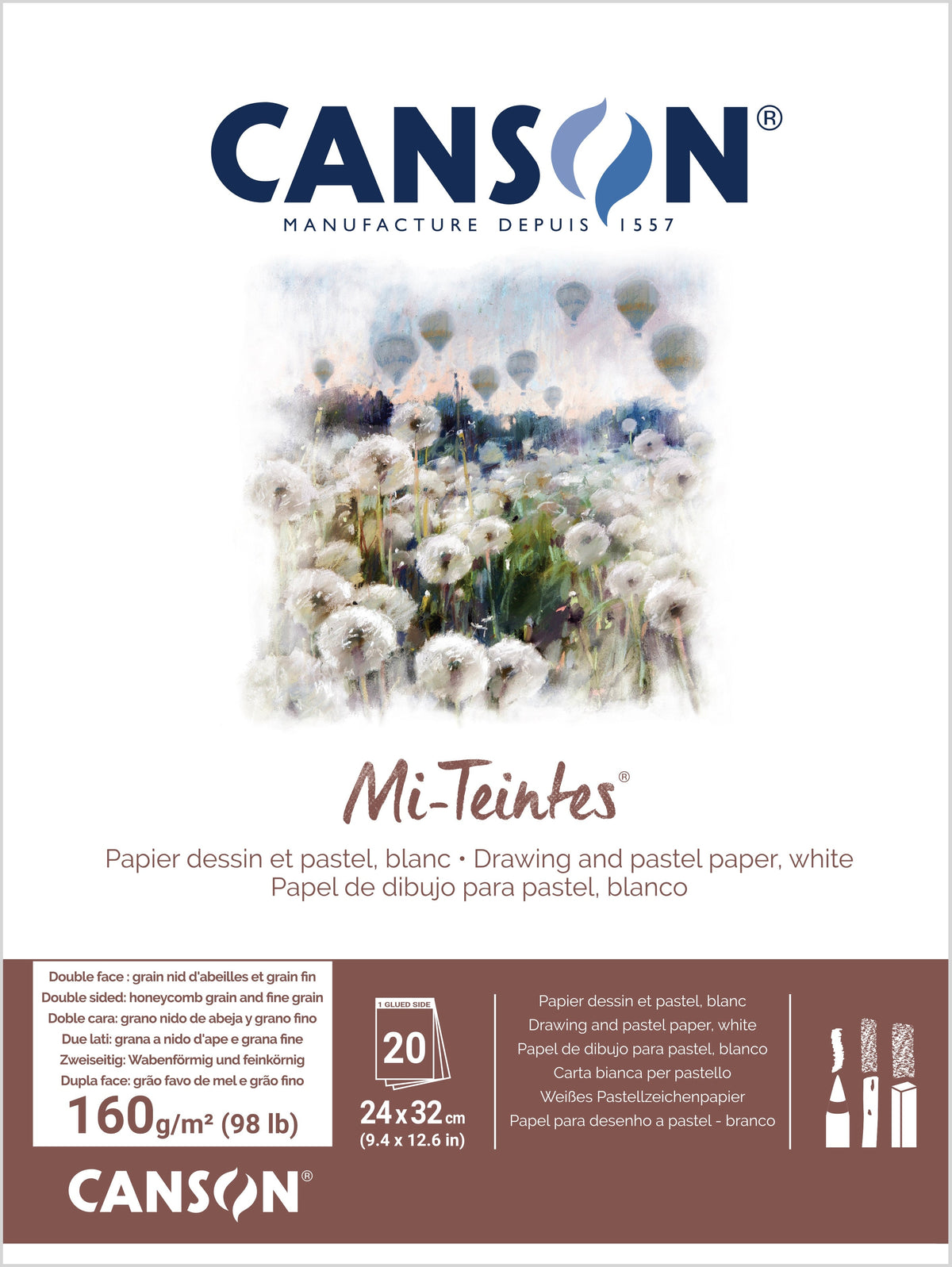 Mi-Teintes® 160gsm Pads White