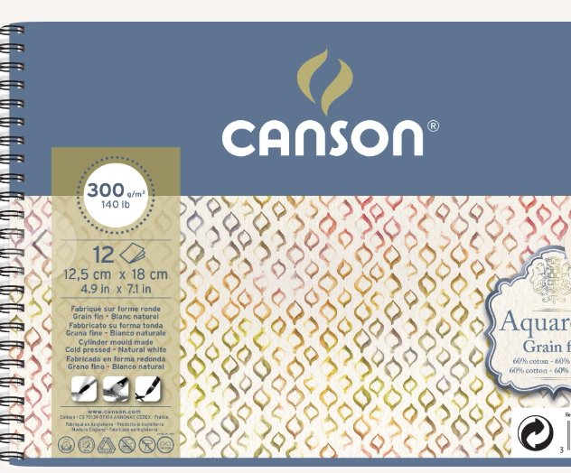 Canson Watercolour Spiral Pad 300gsm 12 Sheets