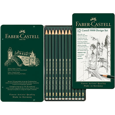 Faber-Castell 9000 Graphite Design Set 12pc Tin