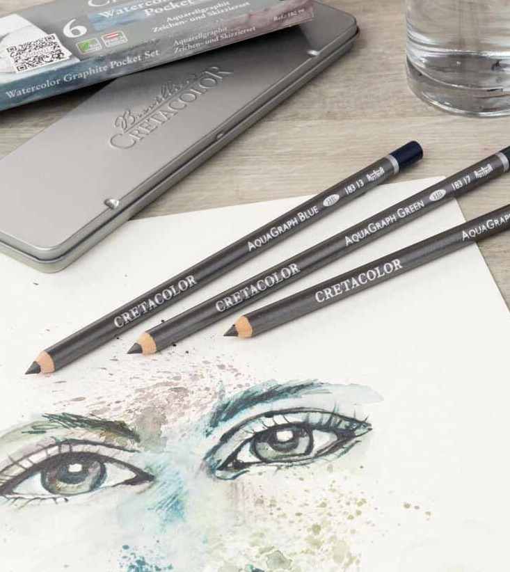 Cretacolor AquaGraph Blue Artists' HB Pencil Box 3 pieces