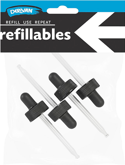 Refillable Glass Droppers 4pk