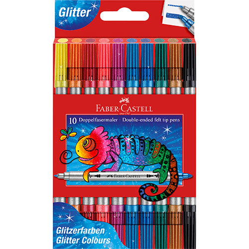 Double-ended Felt Tip Pen Glitter set of 10