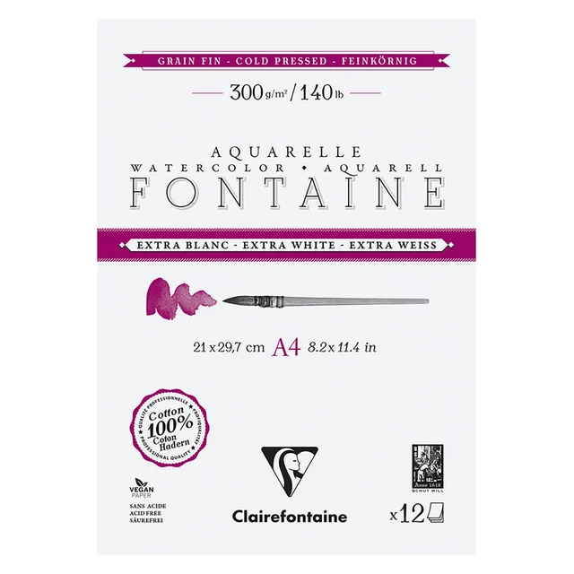 Clairefontaine Extra White Watercolour Pad 300gsm Cold Press