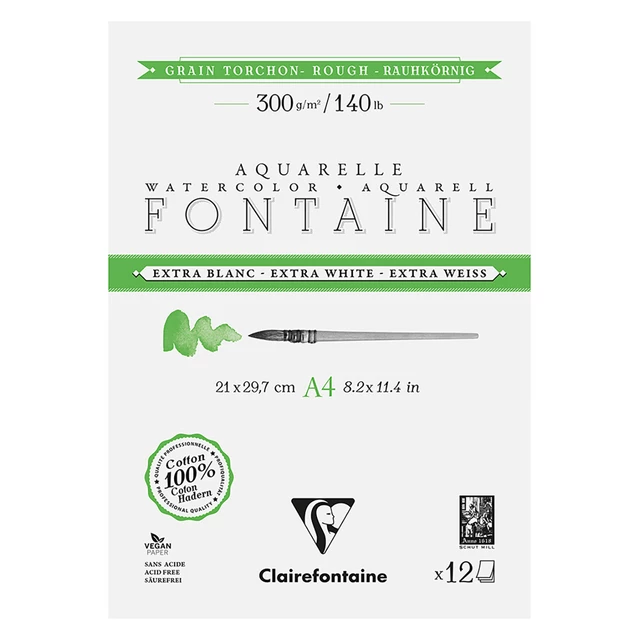 Clairefontaine Extra White Watercolour Pad 300gsm Rough Grain