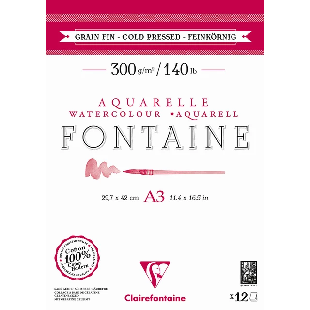 Clairefontaine Natural White Watercolour Pad 300gsm Cold Press