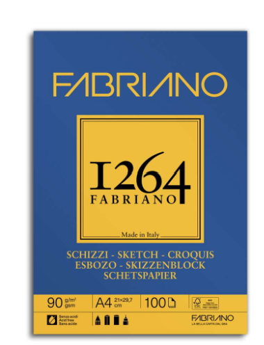 Fabriano 1264 Sketch Paper Pad 90gsm A4 100 sheets