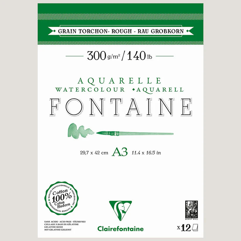 Clairefontaine Natural White Watercolour Pad 300gsm Torchon (Extra Rough)
