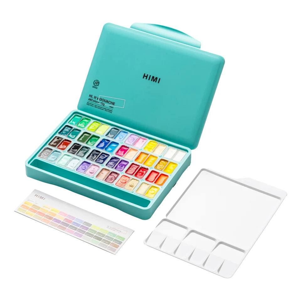 HIMI Twin Jelly Cup Gouache 12g x 48 Green Case Set
