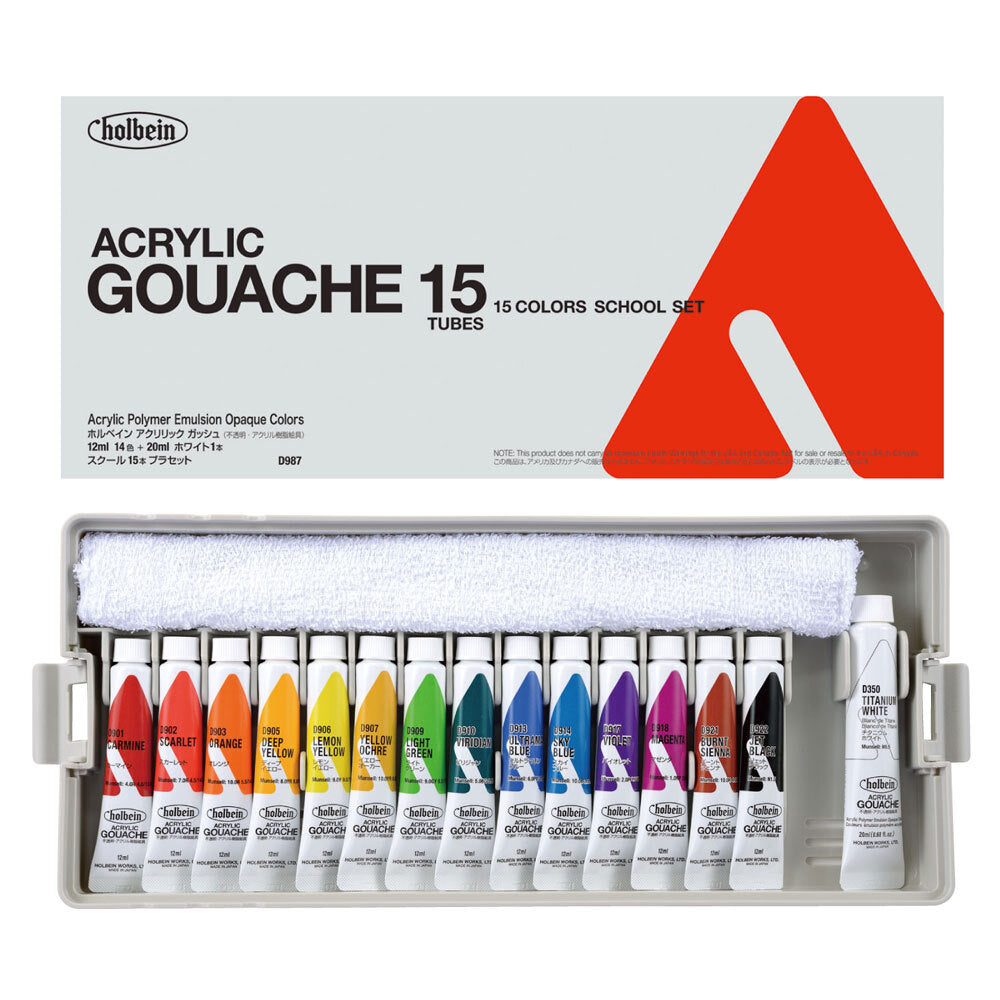 Holbein Acrylic Gouache Set 14 x 12ml & 11 x 20ml Tubes D987
