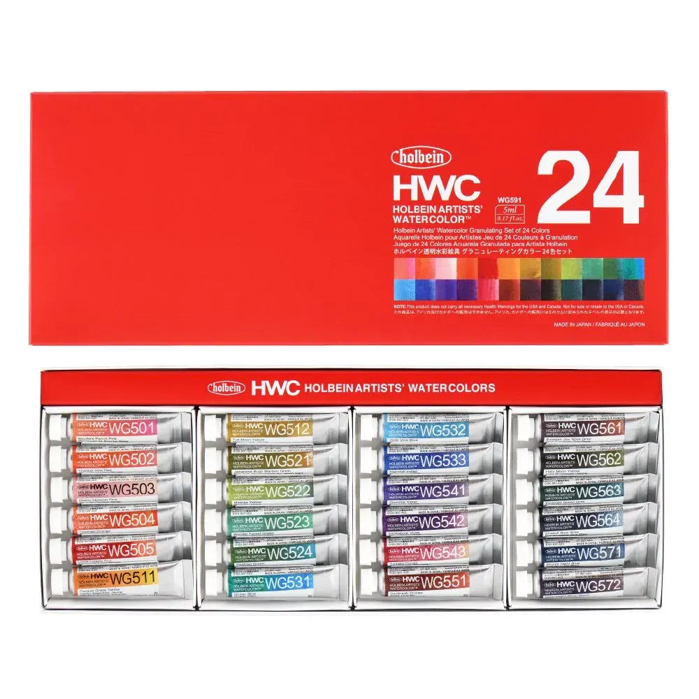 Holbein Artist Watercolour Granulated Set of 24 x 5ml Tubes WG601