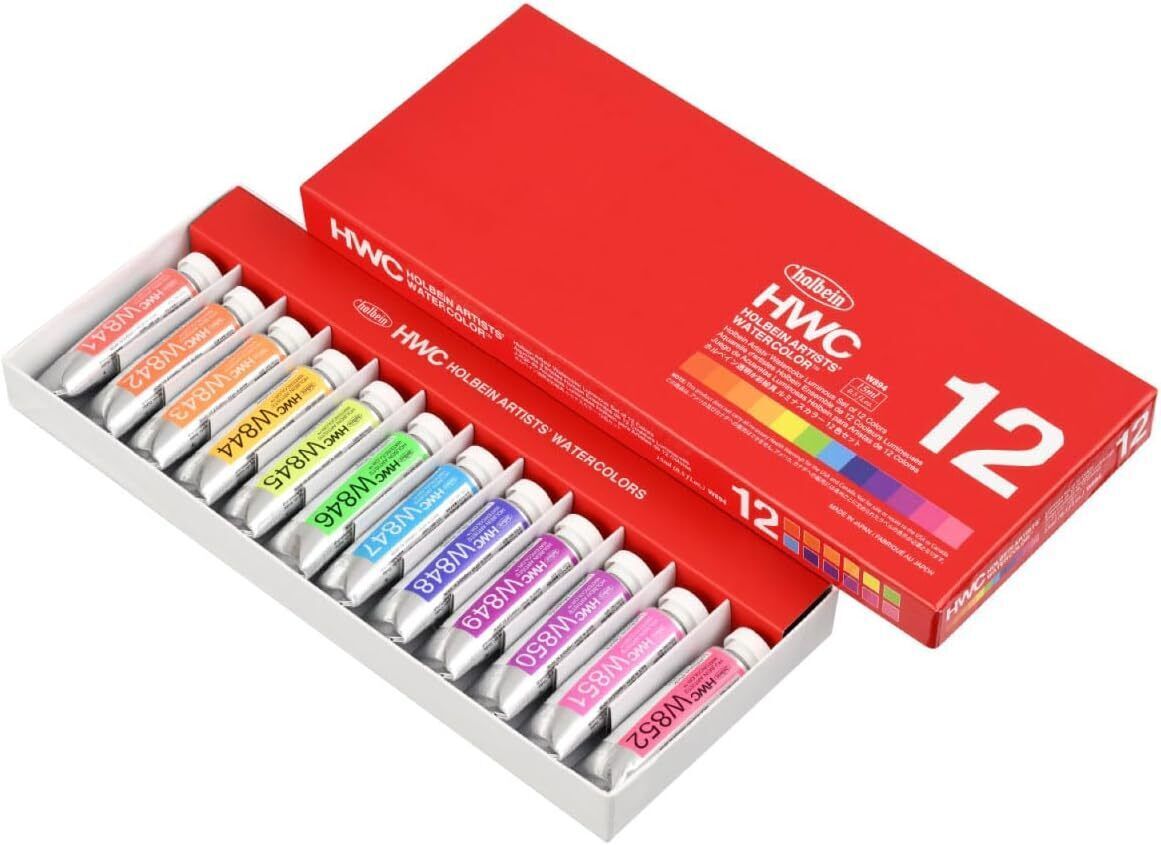 Holbein Artist Watercolour Luminous Set of 12 x 15ml Tubes W894