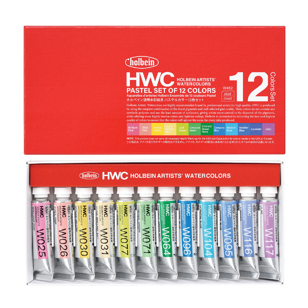 Holbein Artist Watercolour Pastel Set of 12 x 5ml Tubes W452