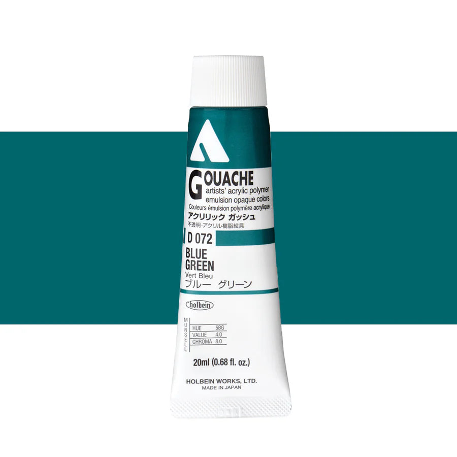 Holbein Acrylic Gouache 20ml Tubes - Colour - Blue Green (D072) - A
