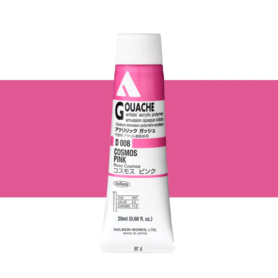 Holbein Acrylic Gouache 20ml Tubes - Colour - Cosmos Pink (D008) - A