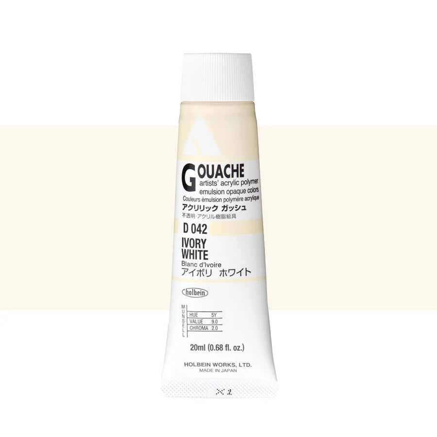 Holbein Acrylic Gouache 20ml Tubes - Colour - Ivory White (D042) - A