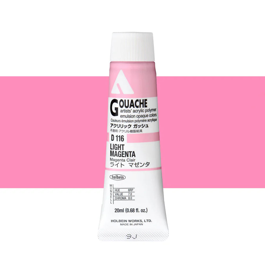 Holbein Acrylic Gouache 20ml Tubes - Colour - Light Magenta (D116) - A