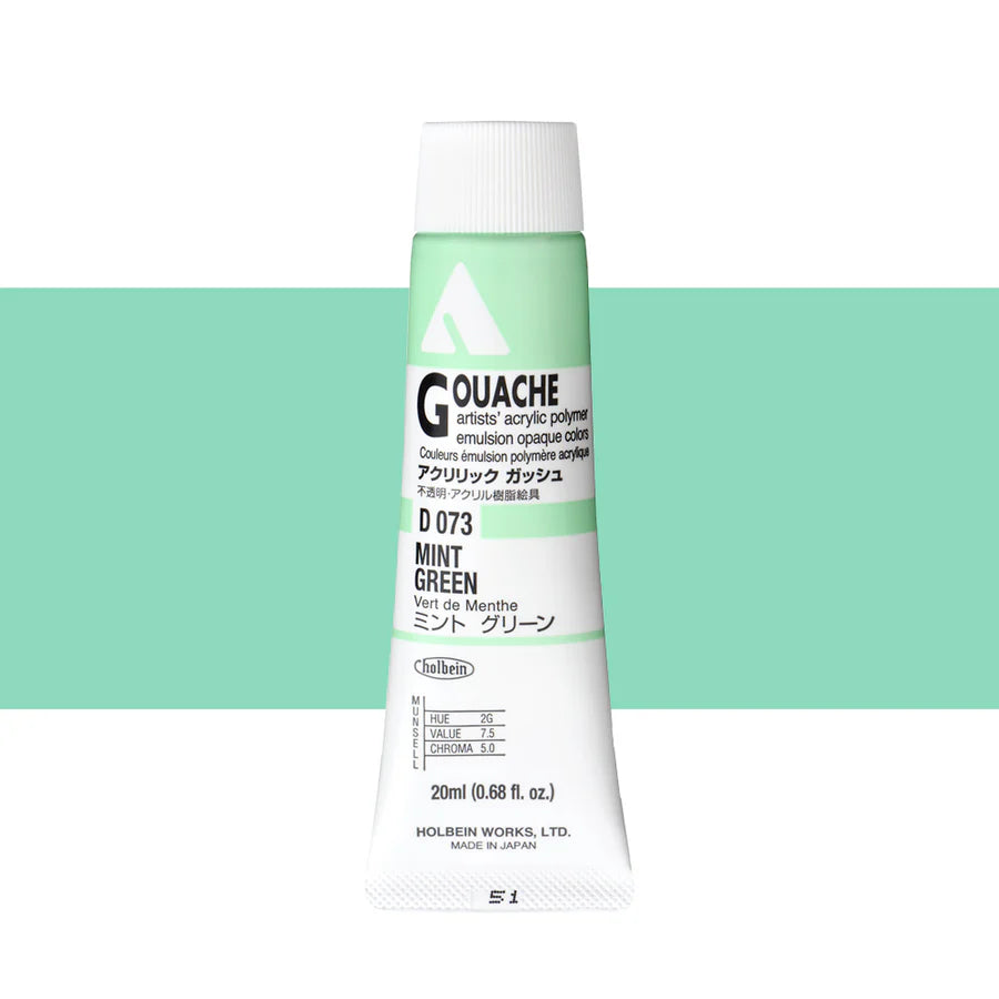 Holbein Acrylic Gouache 20ml Tubes - Colour - Mint Green (D073) - A