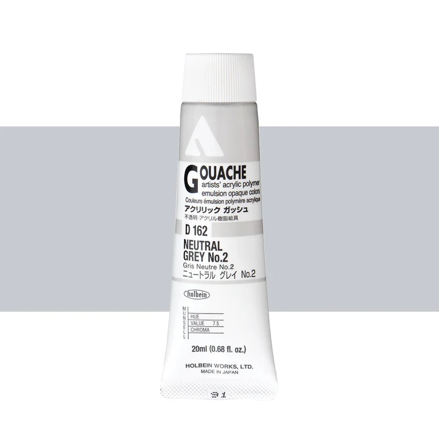 Holbein Acrylic Gouache 20ml Tubes - Colour - Neutral Grey 2 (D162) - A