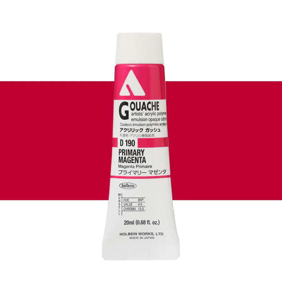 Holbein Acrylic Gouache 20ml Tubes - Colour - Primary Magenta (D190) - A