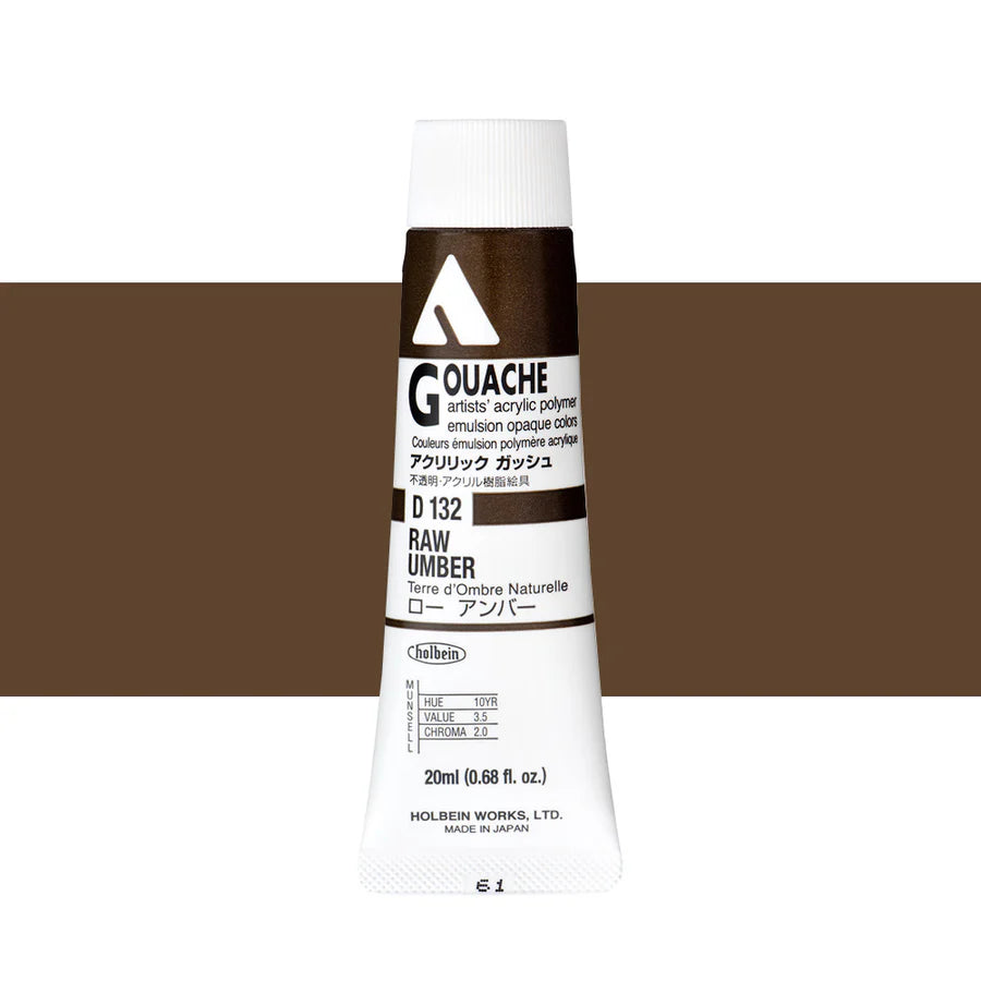 Holbein Acrylic Gouache 20ml Tubes - Colour - Raw Umber (D132) - A