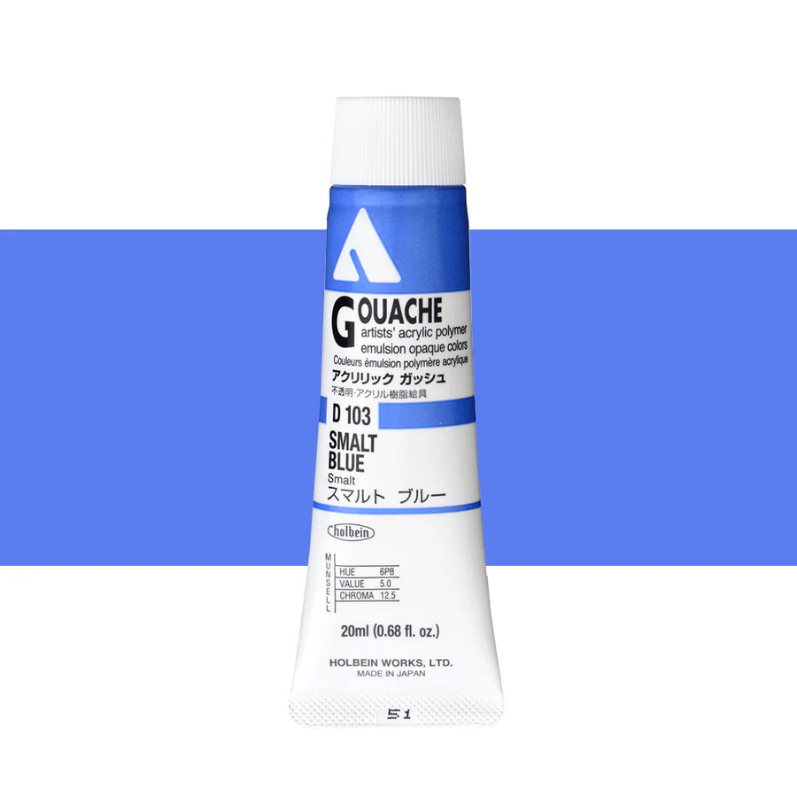 Holbein Acrylic Gouache 20ml Tubes - Colour - Smalt Blue (D103) - A