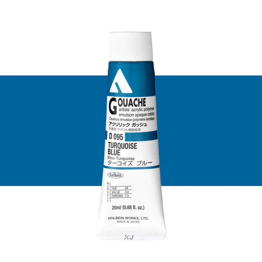 Holbein Acrylic Gouache 20ml Tubes - Colour - Turquoise Blue (D095) - A