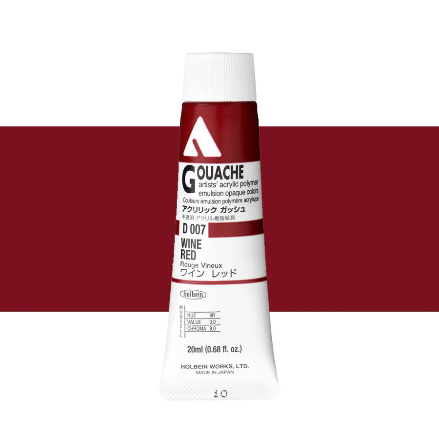 Holbein Acrylic Gouache 20ml Tubes - Colour - Wine Red (D007) - A
