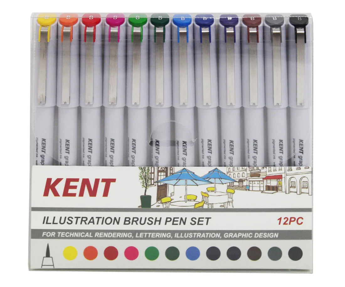 Kent Graphic Illustration Brush Pen Set 12PC
