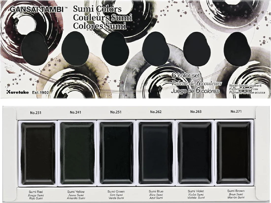 Kuretake Gansai Tambi Sumi 6 Pan Watercolour Set