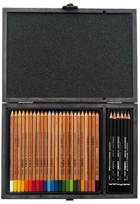 LYRA Rembrandt Polycolor & Art Design 30 pieces in Wooden Box