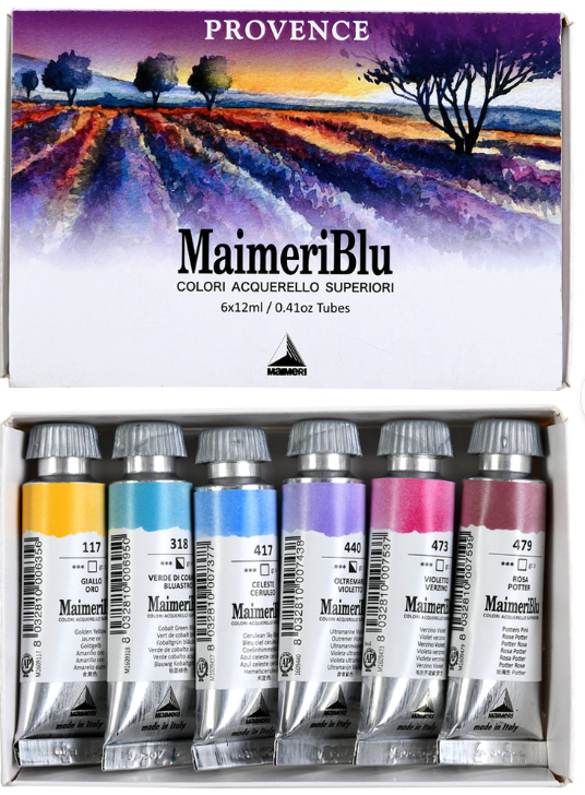 MaimeriBlu Watercolour Set  OF 6 x 12 ml Tubes  PROVENCE
