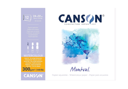 Canson Montval Watercolour Pad 300gsm A4 Cold Pressed 12 Sheet