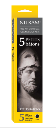 Nitram Bâtons Petits Charcoal Soft 6mm Pkt 5