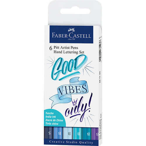 Faber Pitt Artists Blue Hand Lettering Set 6 Pack