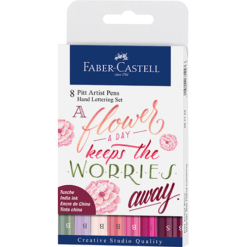 Faber Pitt Artist Pen 8 Wallet Pink Hand Lettering Set
